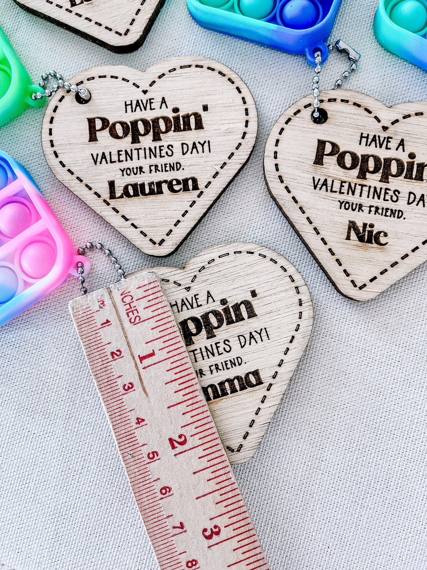 Personalized Valentine Pop Keychain – Custom Classroom Gift for Kids with Heart Card