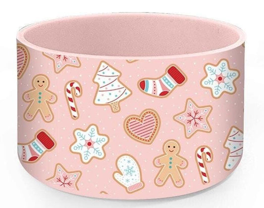 Christmas Tumbler Boot Sleeve - Pink gingerbread | fits 20 oz 30 oz 40 oz water bottle and tumbler