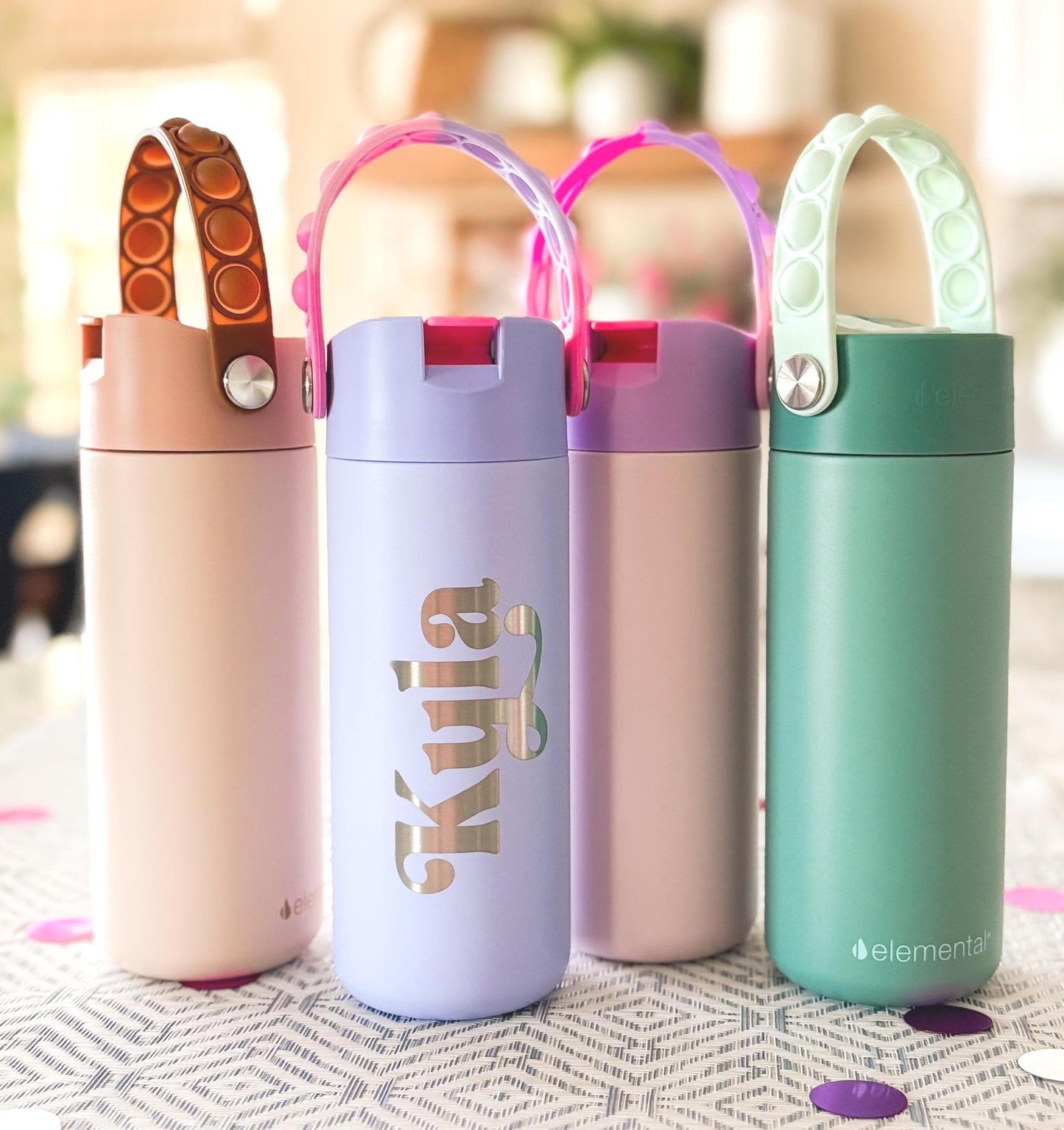 Personalized Water Bottle with Straw for Kids – Engraved Stainless Steel Tumbler