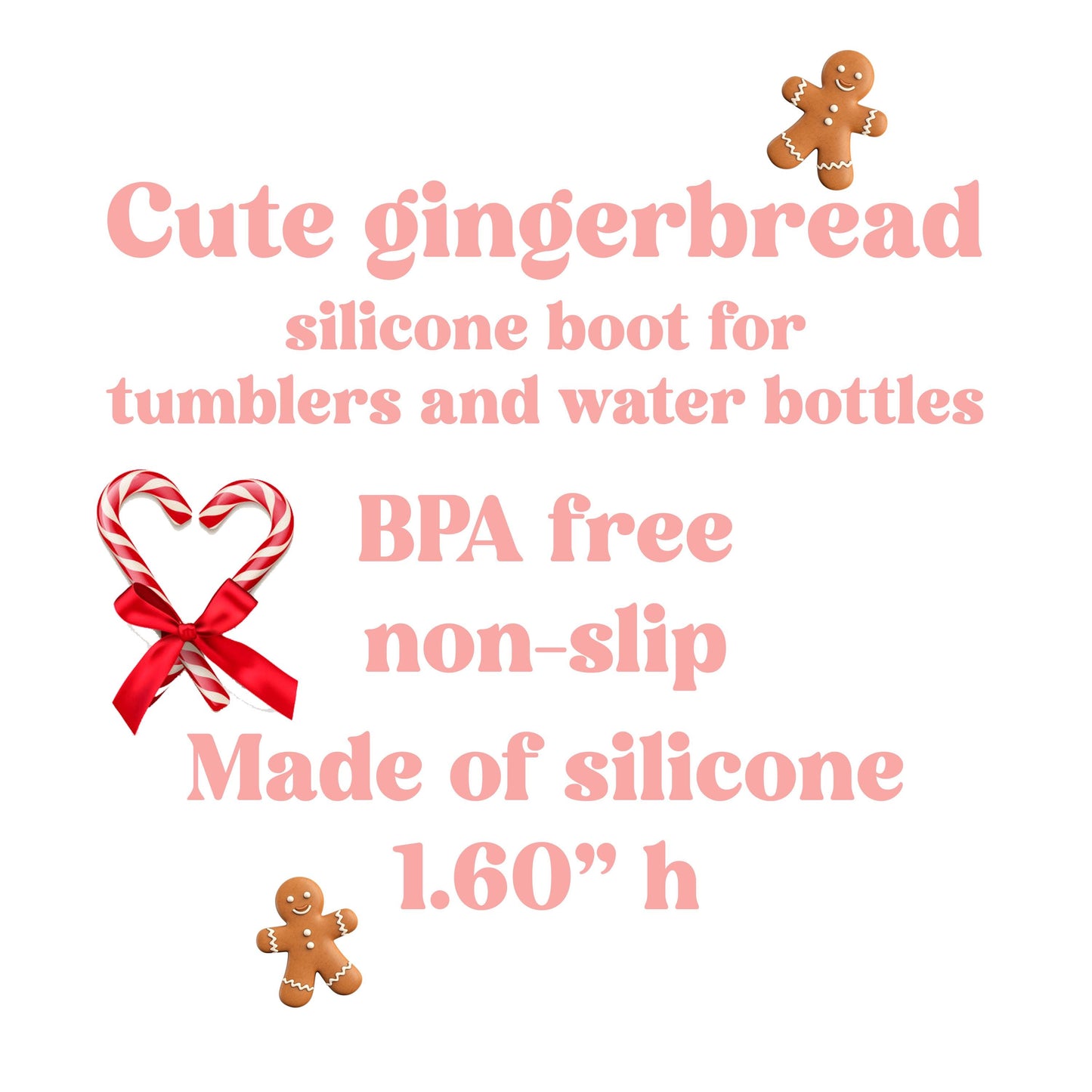 Christmas Tumbler Boot Sleeve - Pink gingerbread | fits 20 oz 30 oz 40 oz water bottle and tumbler