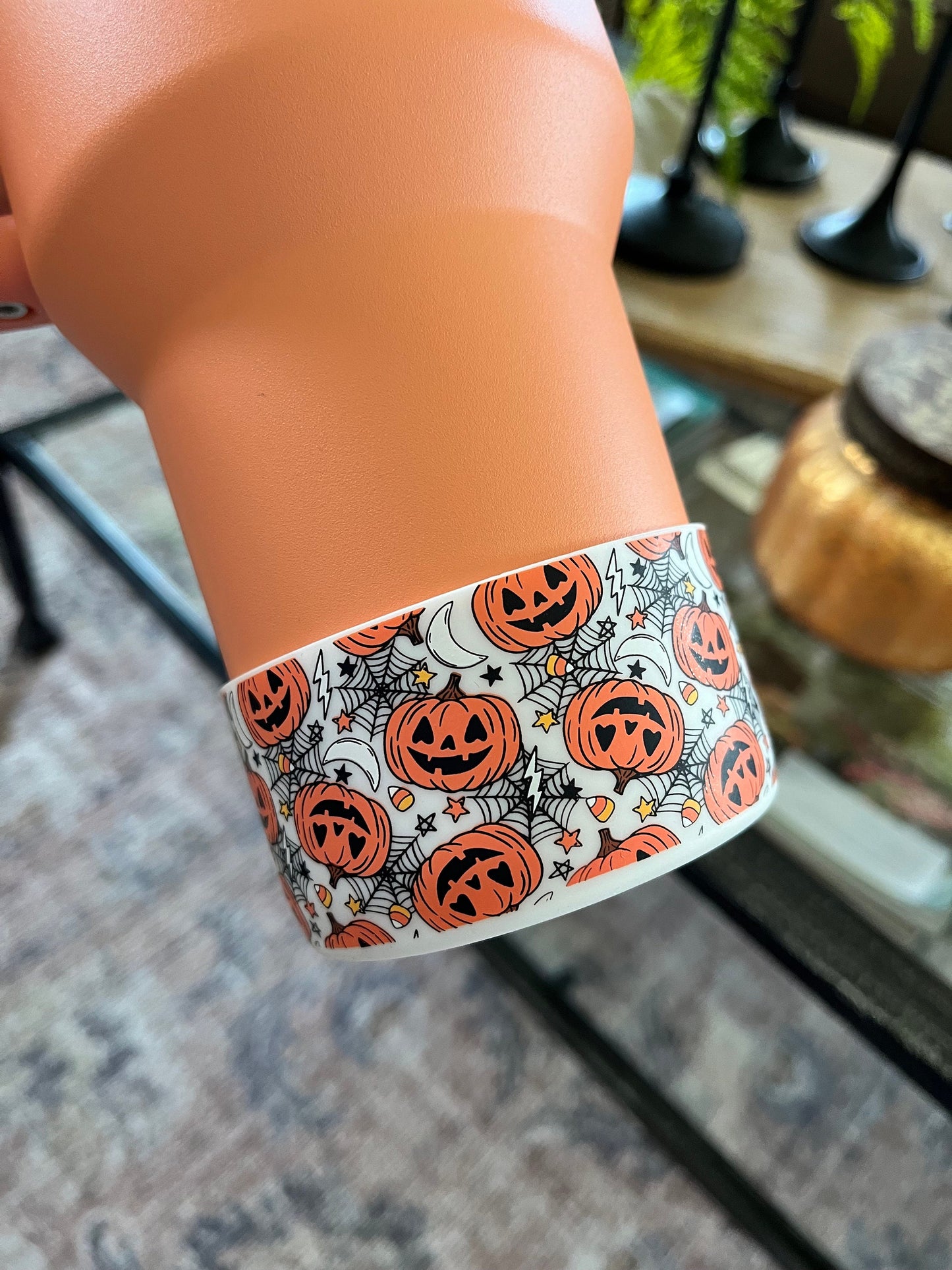 Spooky Retro Pumpkin Halloween tumbler boot | fits 20 oz 30 oz 40 oz water bottle and tumbler