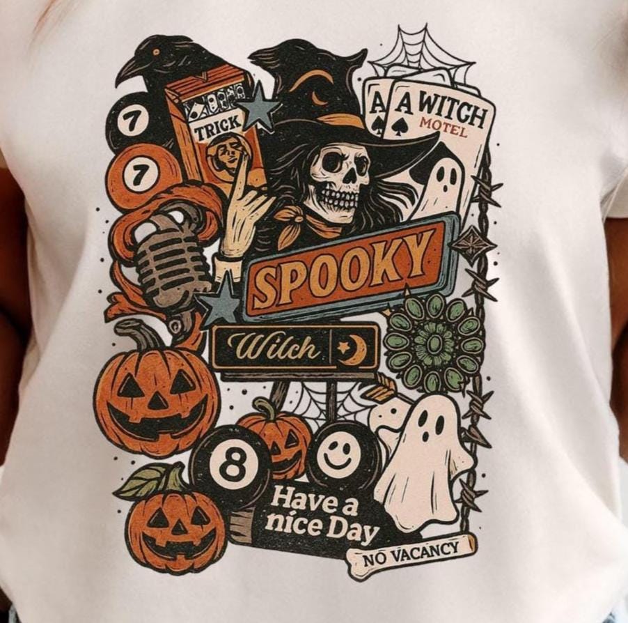 Vintage Halloween Witch Shirt – Oversized Retro Graphic Tee