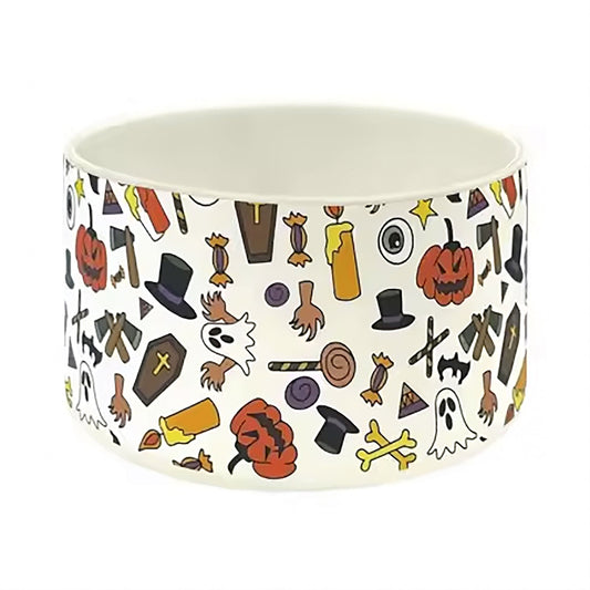 Halloween Tumbler Boot Sleeve - Spooky Ghosts, Bats & Pumpkins | Fits 20 oz 30 oz 40 oz water bottle and tumbler