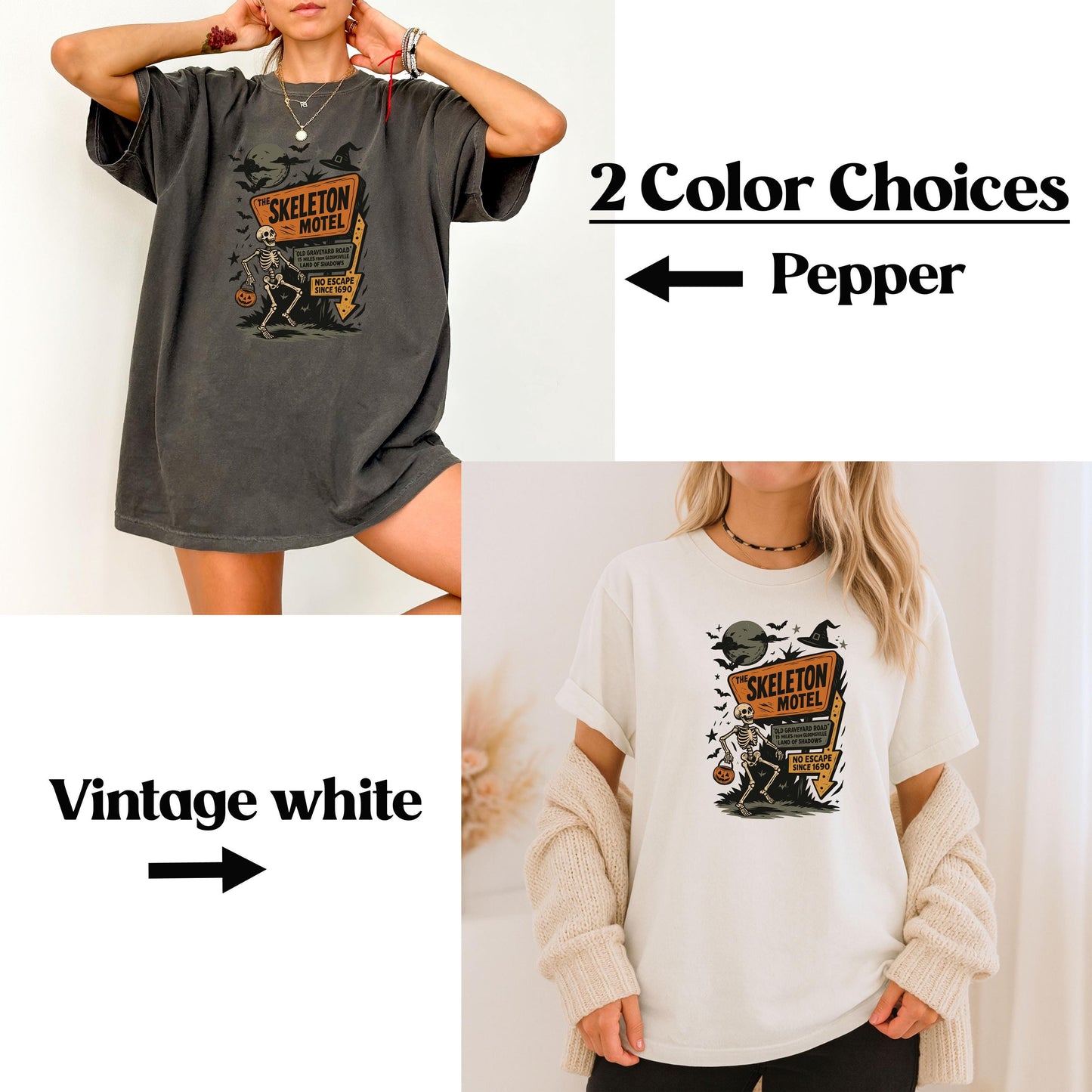 Skeleton Motel Halloween Shirt - Retro Graphic Tee for Spooky Season