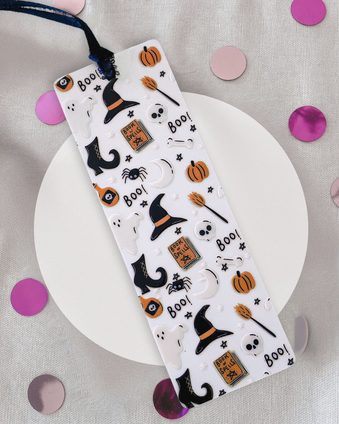 Ghost & Witch Bookmark – Spooky Cute Acrylic Halloween Bookmark
