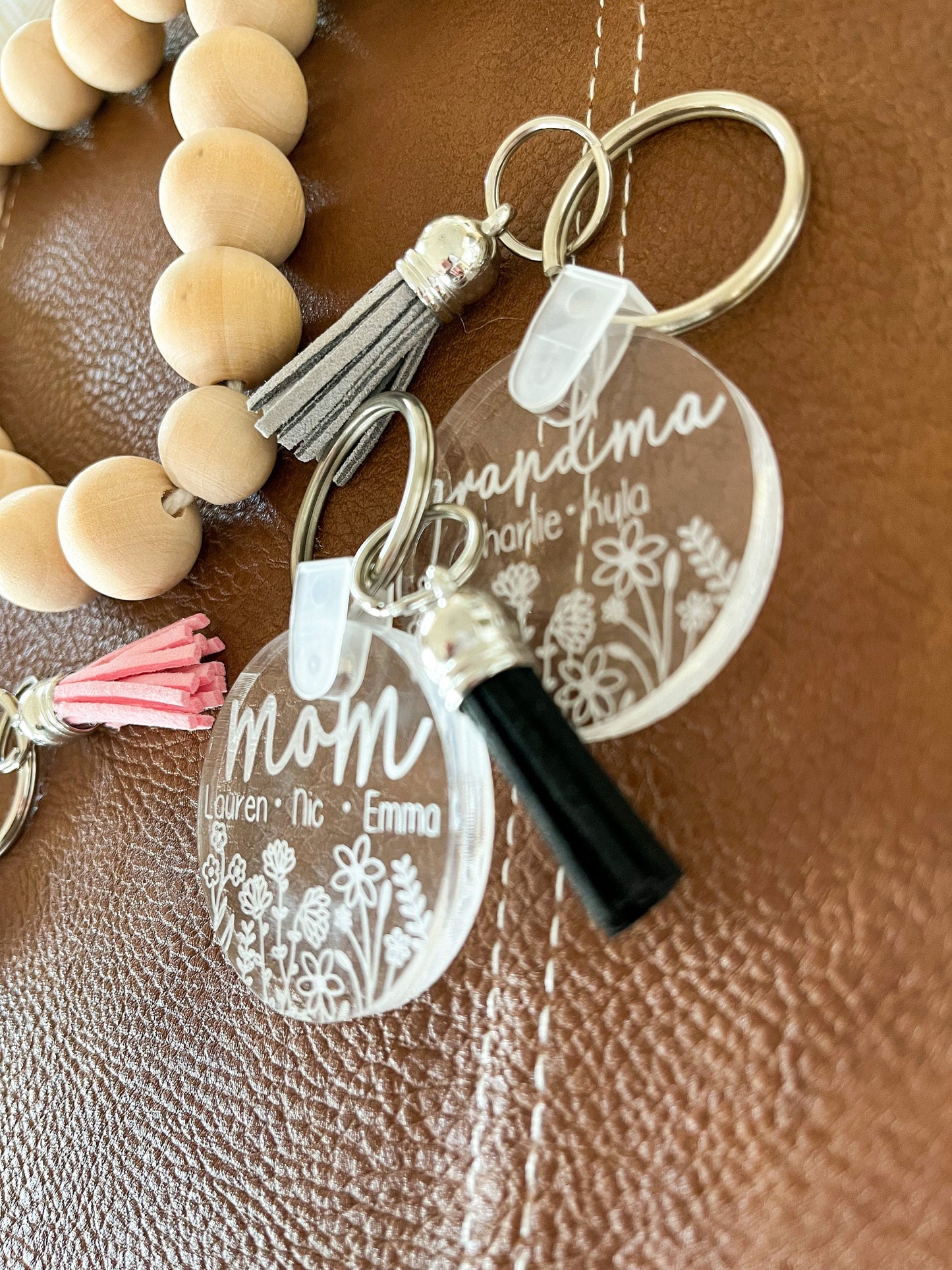 Personalized Mama Keychain – Custom Round Acrylic Keychain with Kids’ Names