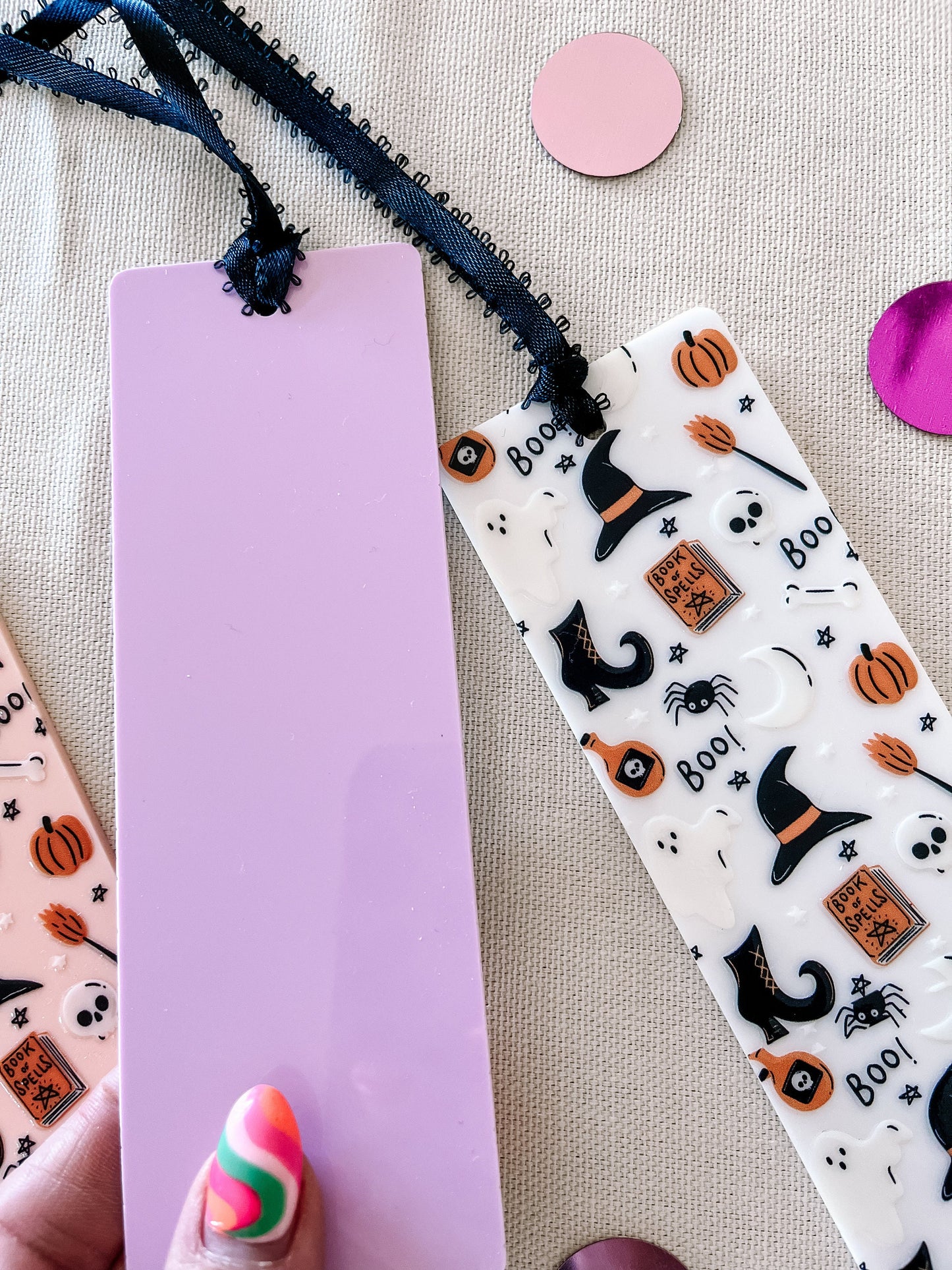 Ghost & Witch Bookmark – Spooky Cute Acrylic Halloween Bookmark