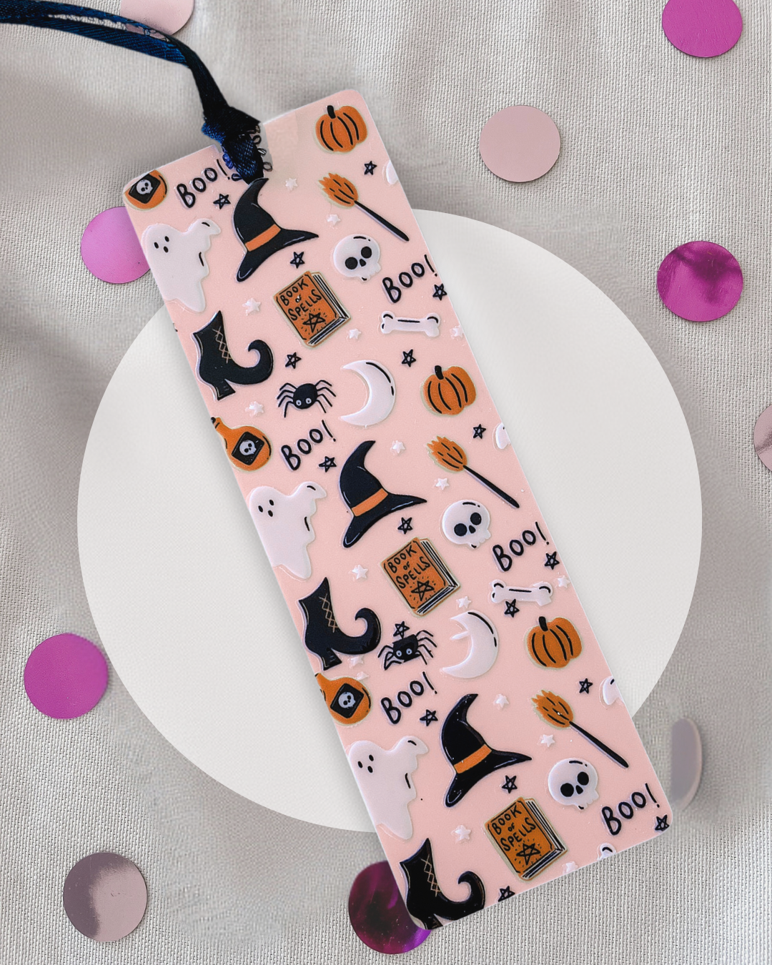 Ghost & Witch Bookmark – Spooky Cute Acrylic Halloween Bookmark