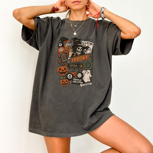 Vintage Halloween Witch Shirt – Oversized Retro Graphic Tee