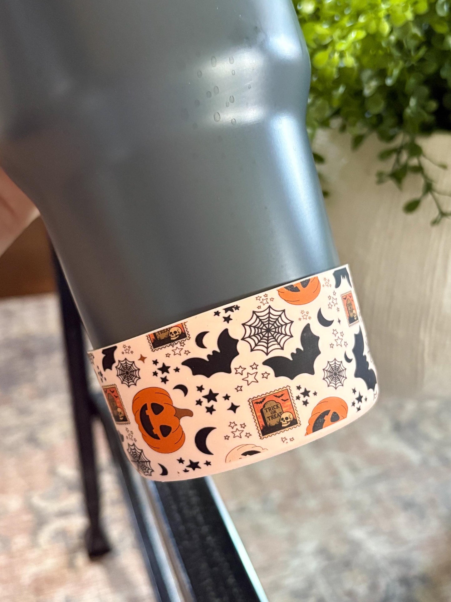 Halloween Tumbler Boot Sleeve - Spooky Ghosts, Bats, Pumpkins & Spiderwebs | Fits 20 oz 30 oz 40 oz water bottle and tumbler