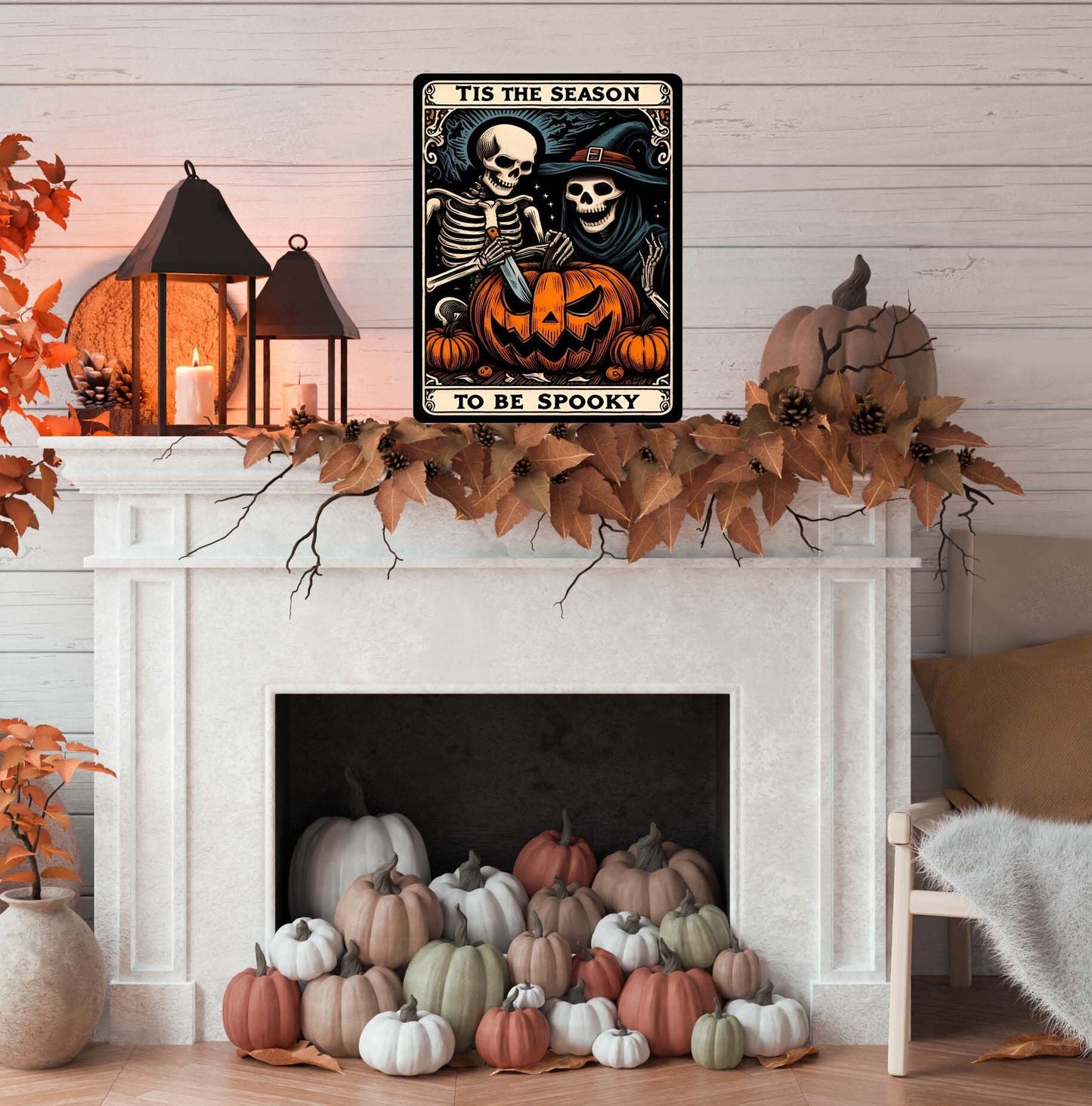 Tis the Season to Be Spooky Tarot Card Wall Art – Halloween Metal Sign