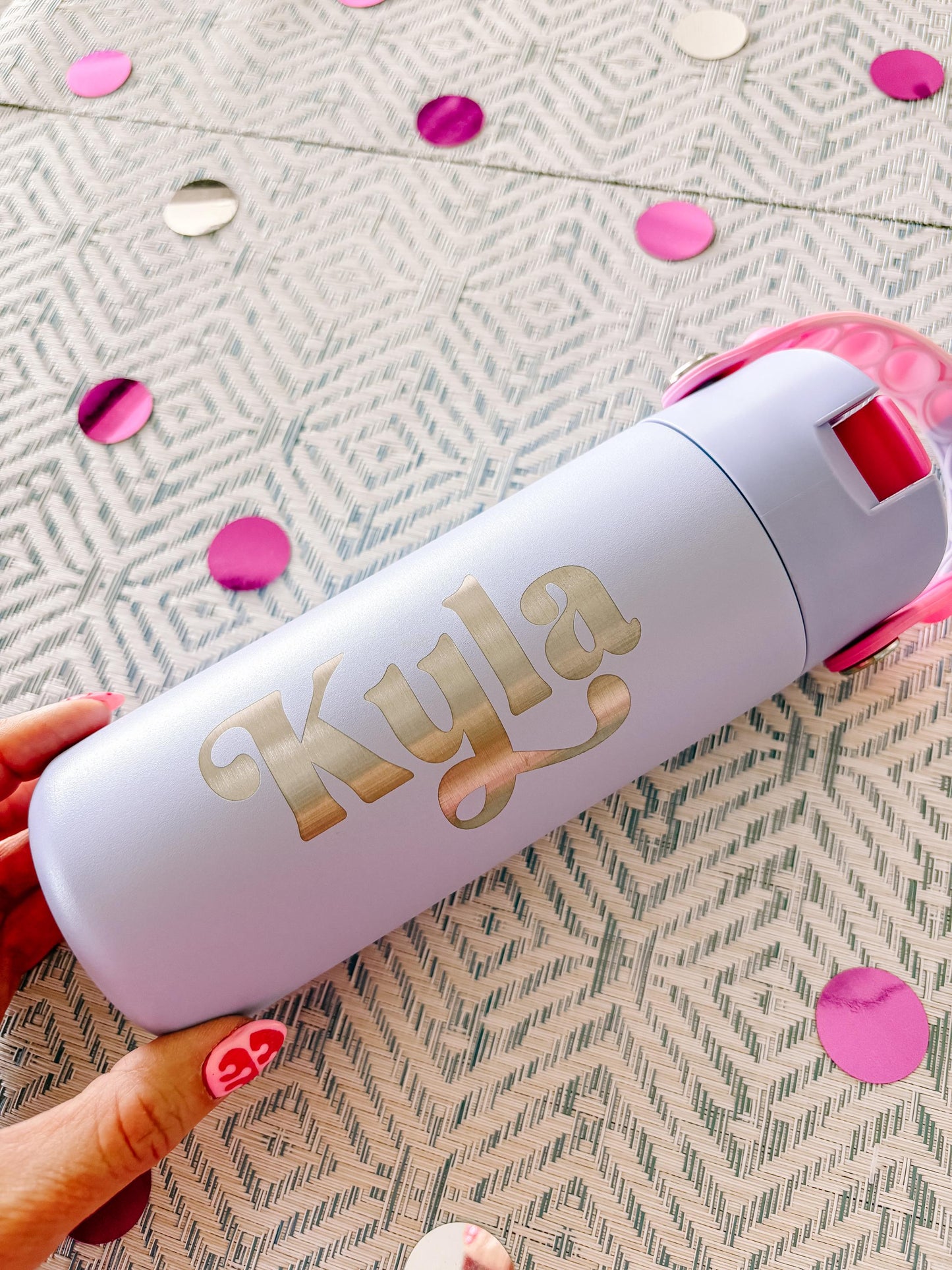 Personalized Water Bottle with Straw for Kids – Engraved Stainless Steel Tumbler