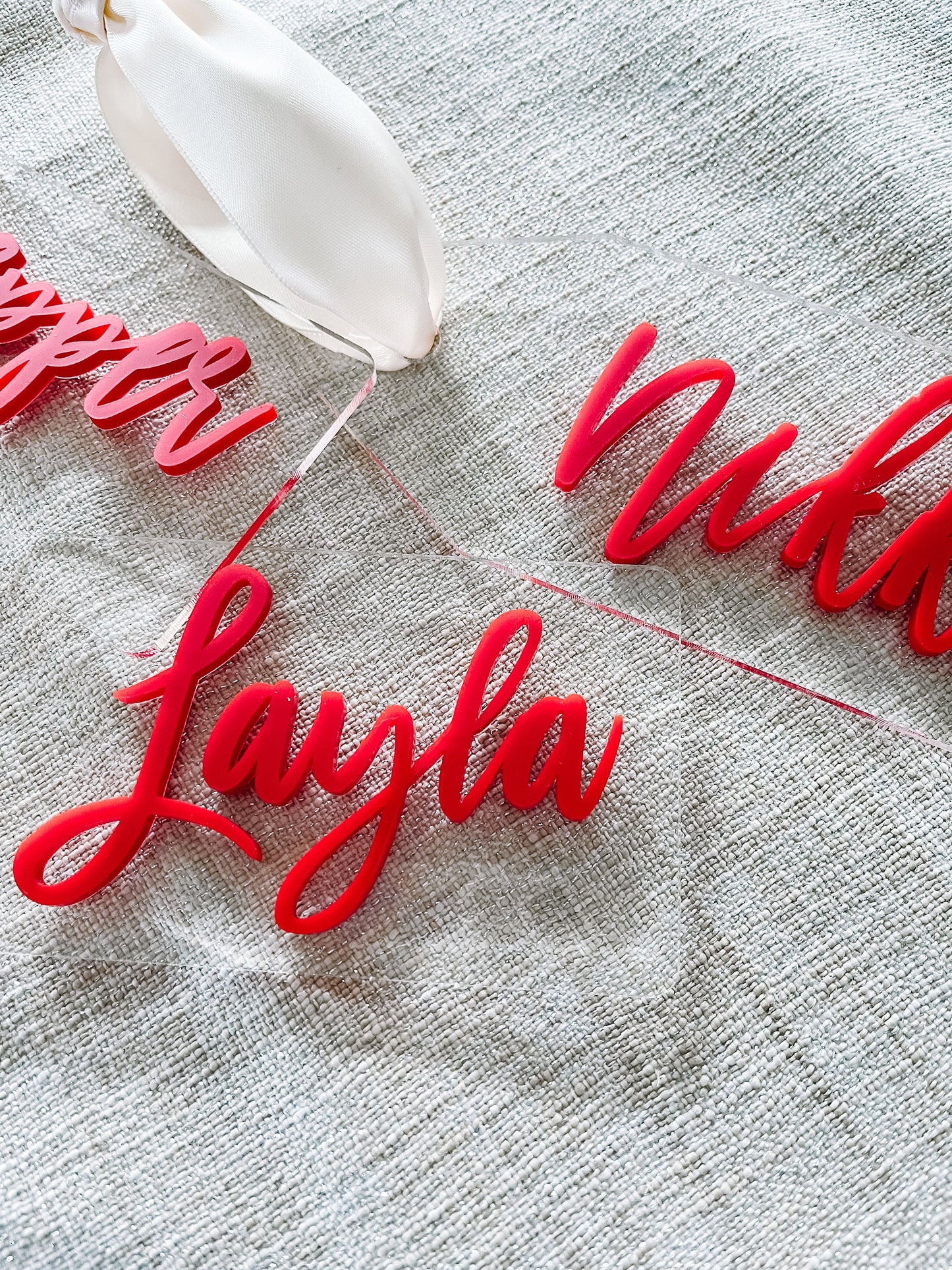 Personalized Clear Acrylic Stocking Tag – Elegant 3D Christmas Name Tag