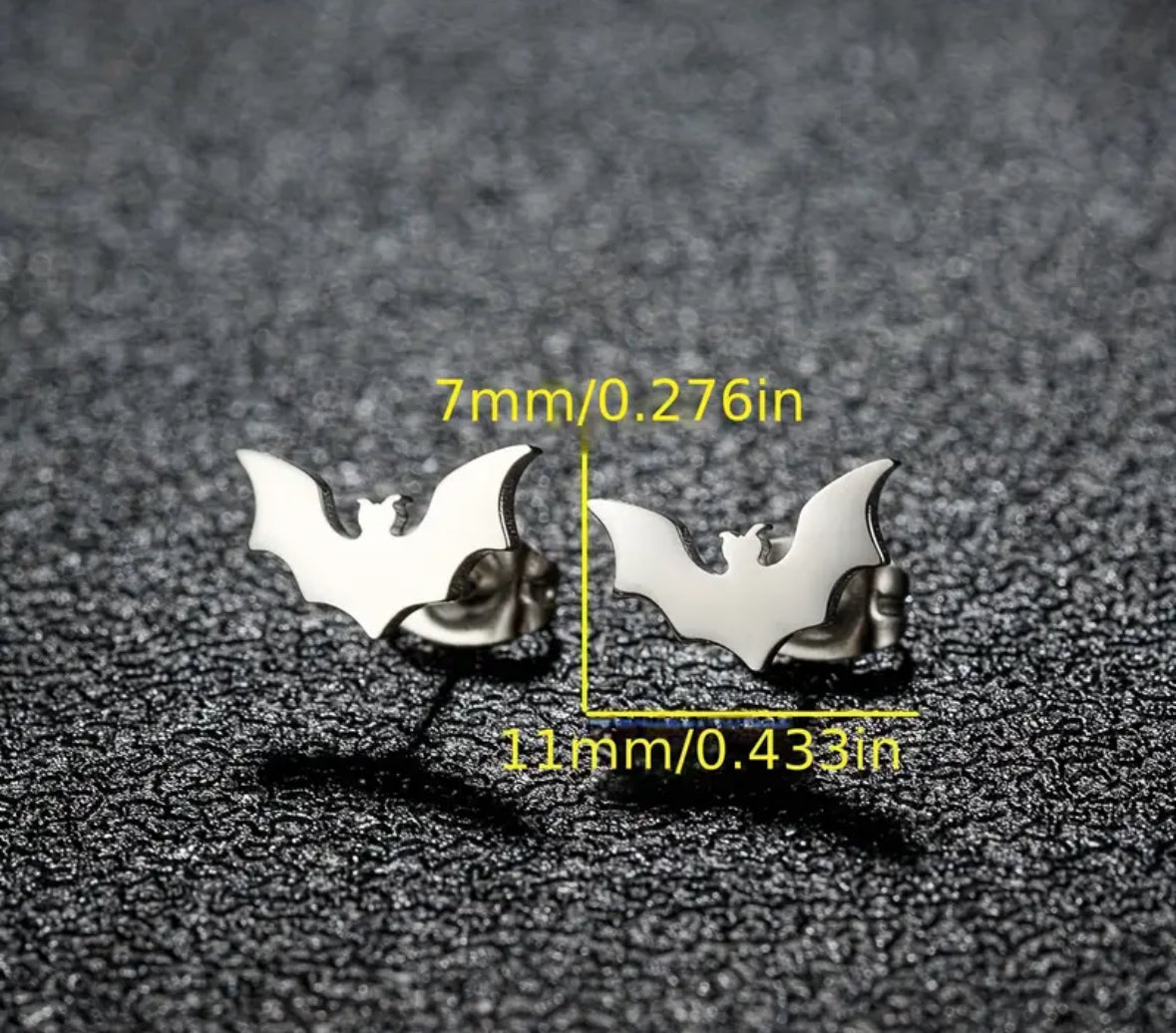 Mini Bat Stud Earrings - Gold, Silver & Black | Dainty Halloween Jewelry