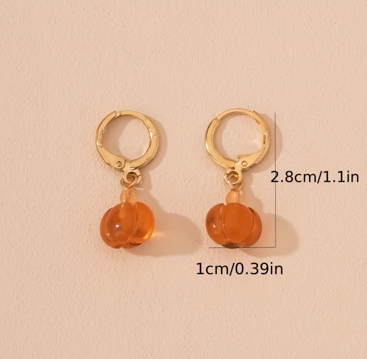 Mini Pumpkin Halloween Earrings | Dainty Halloween Pumpkin 3D Dangle Earrings