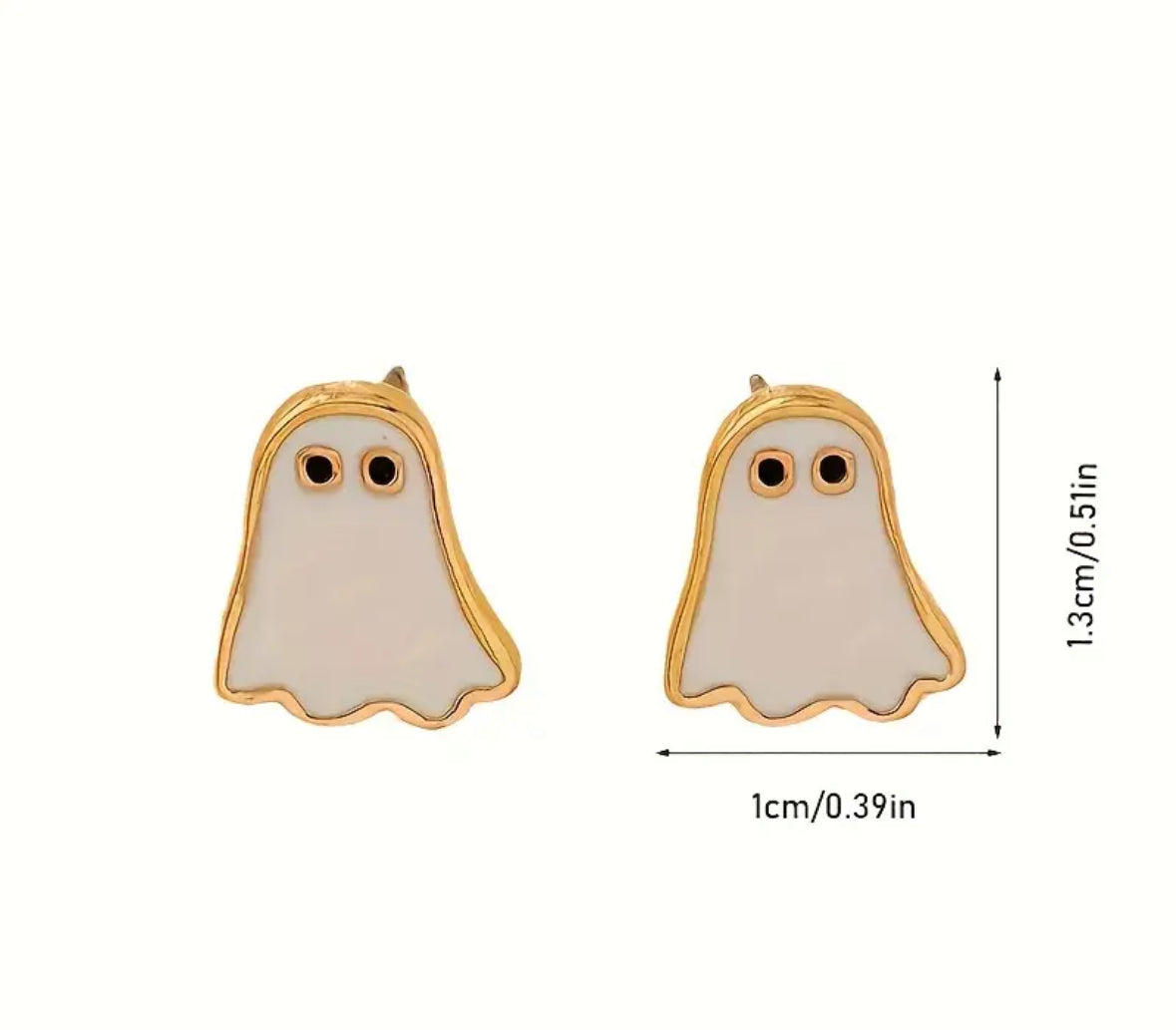 Mini Ghost Stud Earrings - 14K Gold Plated | Dainty Halloween Ghost Jewelry