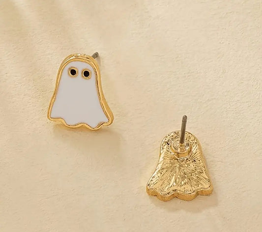 Mini Ghost Stud Earrings - 14K Gold Plated | Dainty Halloween Ghost Jewelry