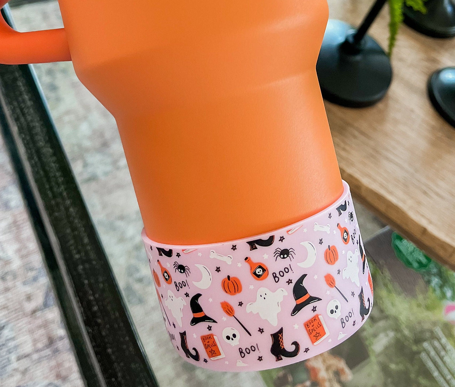 Spooky Cute Pink Halloween Tumbler Boot - Ghosts, Witches & Pumpkins | fits 20 oz 30 oz 40 oz water bottle and tumblers