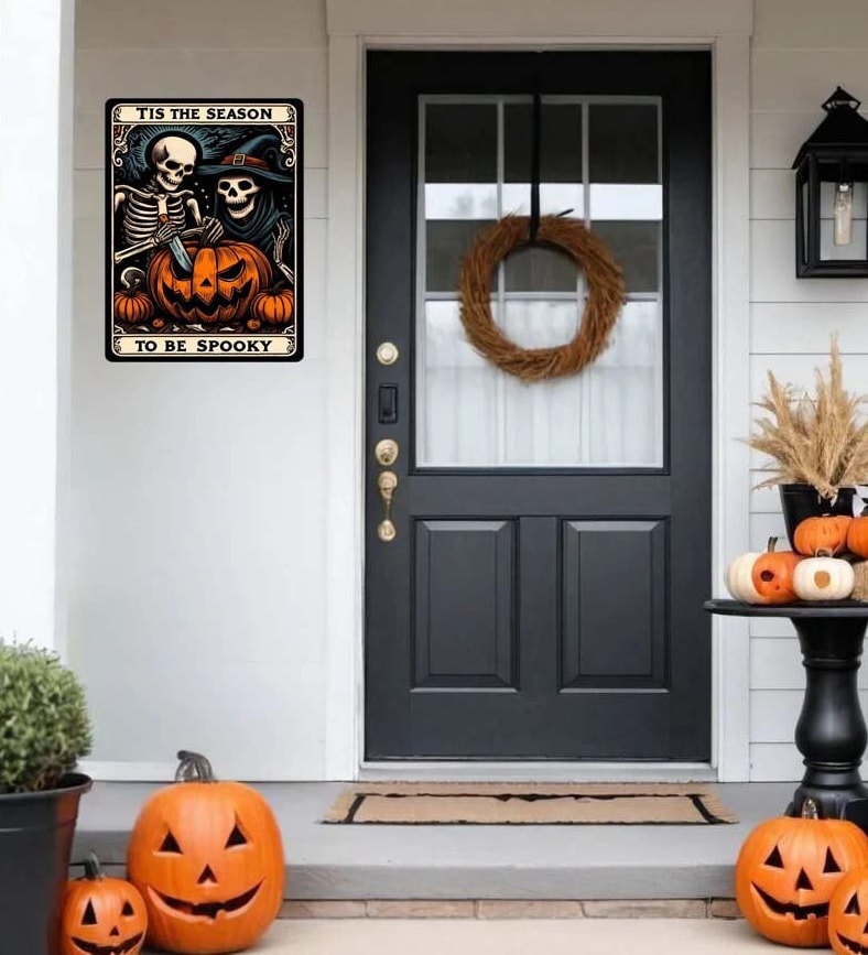 Tis the Season to Be Spooky Tarot Card Wall Art – Halloween Metal Sign