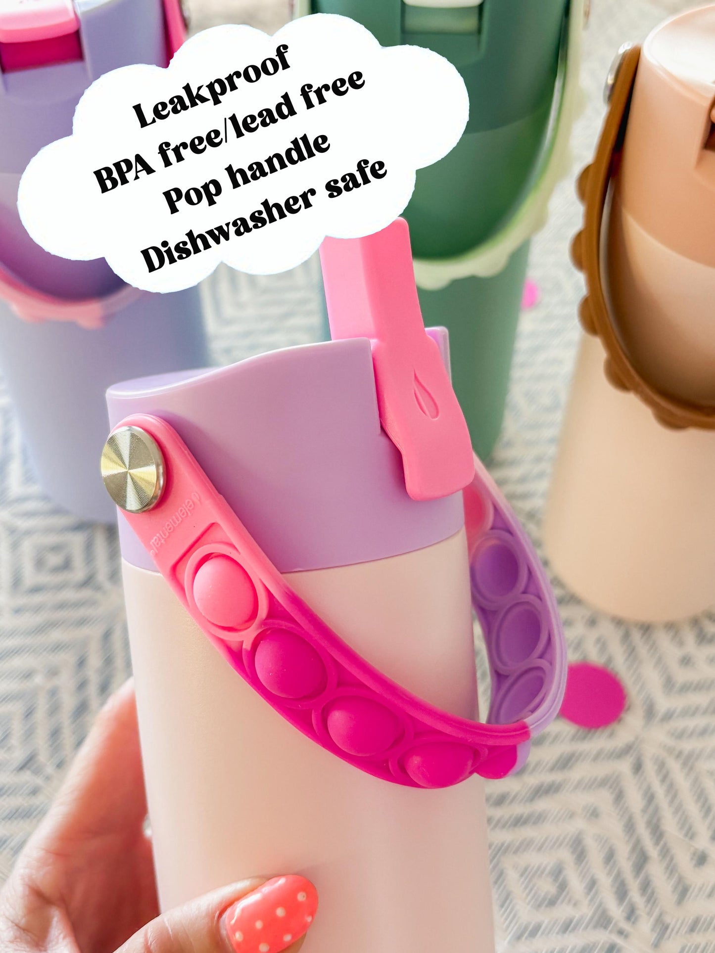 Personalized Water Bottle with Straw for Kids – Engraved Stainless Steel Tumbler