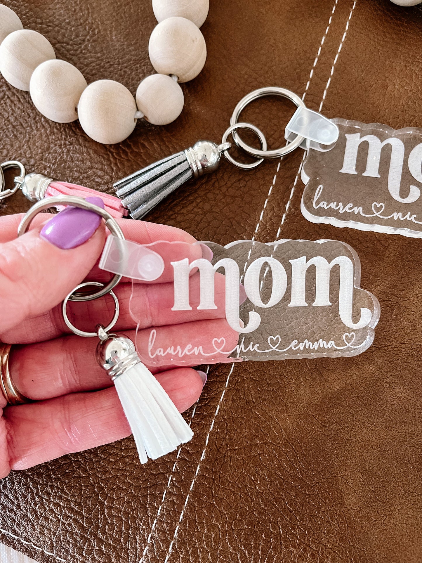Mama Keychain with Kids’ Names – Personalized Acrylic Keychain Gift for Mom