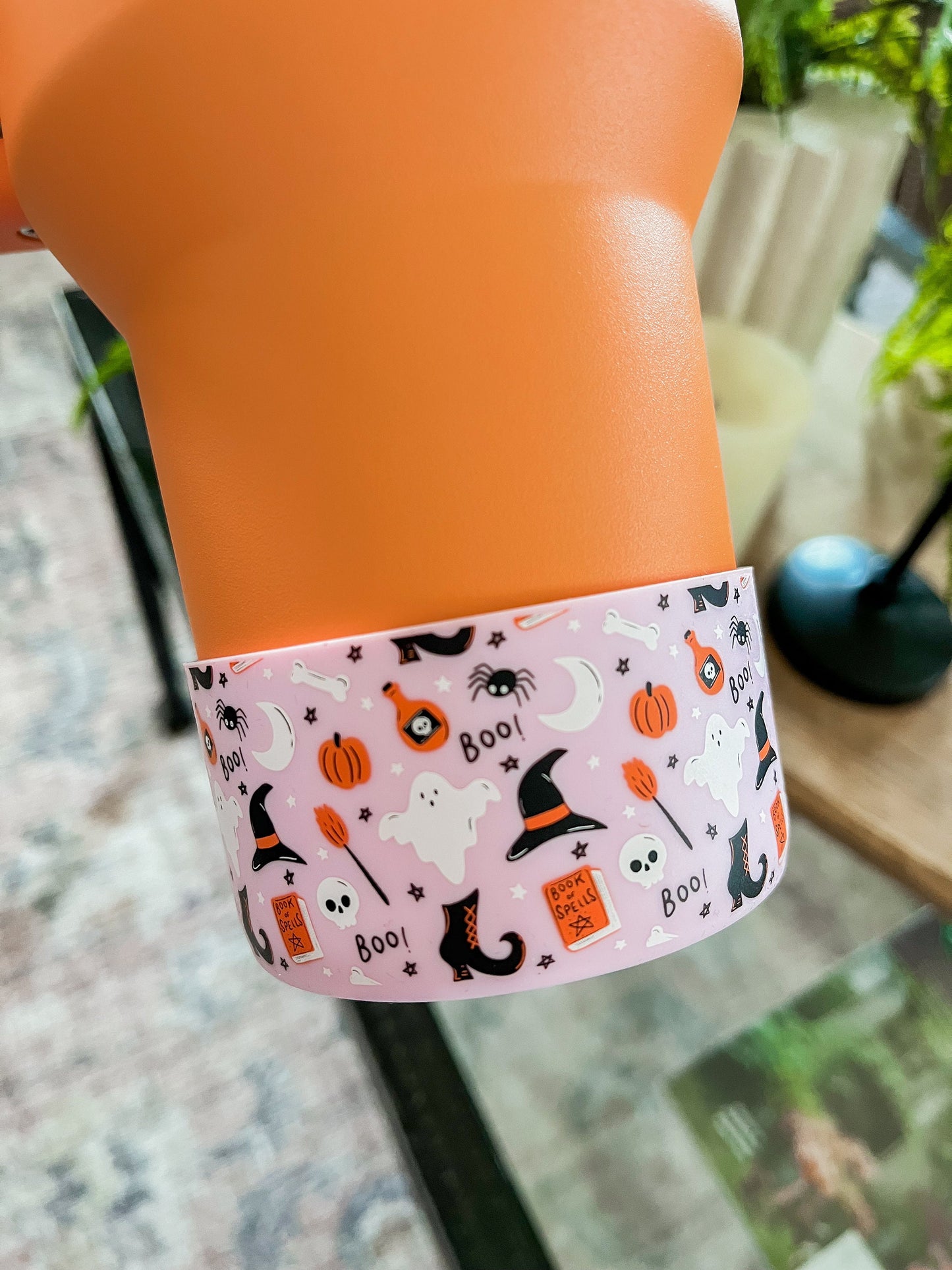 Spooky Cute Pink Halloween Tumbler Boot - Ghosts, Witches & Pumpkins | fits 20 oz 30 oz 40 oz water bottle and tumblers