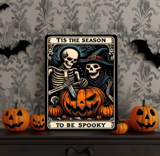 Tis the Season to Be Spooky Tarot Card Wall Art – Halloween Metal Sign