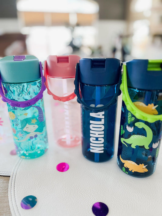 Personalized Kids Water Bottle with Straw – Leakproof Custom Tritan Toddler Cup