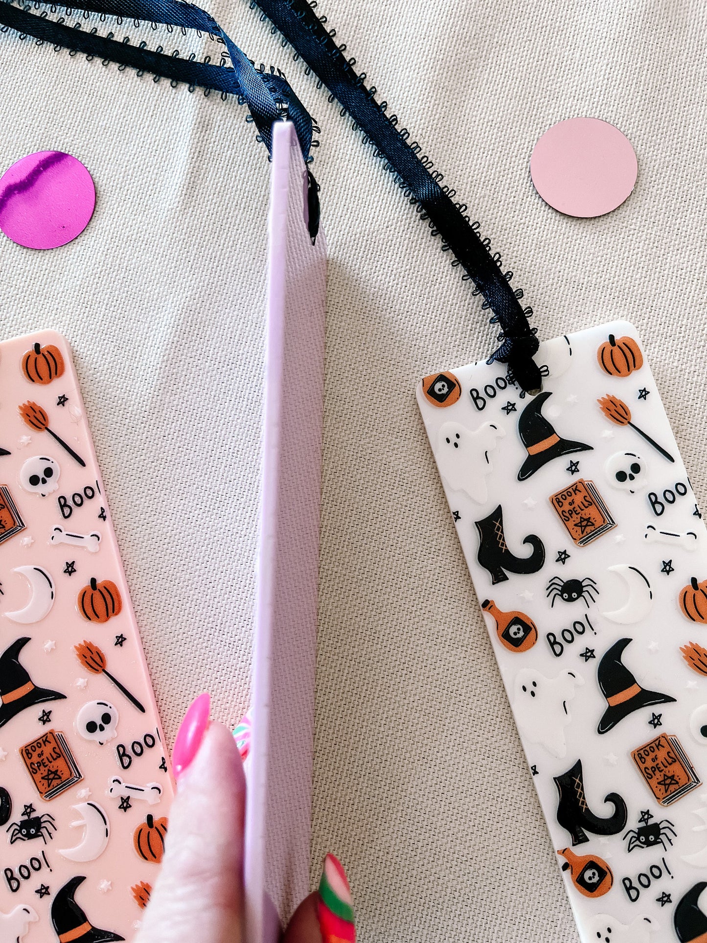Ghost & Witch Bookmark – Spooky Cute Acrylic Halloween Bookmark