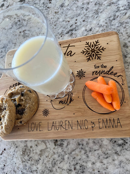 Custom Santa Tray – Personalized Cookies for Santa Plate with Engraved Gingerbread & Snowflakes