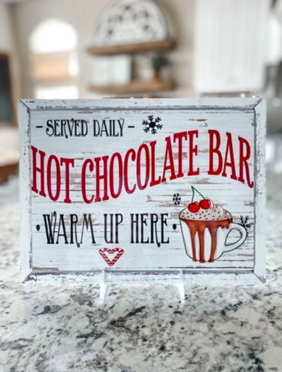Hot Chocolate Bar Sign – Christmas Hot Cocoa Bar Décor, Indoor Holiday Metal Sign