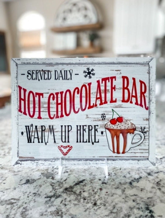 Hot Chocolate Bar Sign – Christmas Hot Cocoa Bar Décor, Indoor Holiday Metal Sign