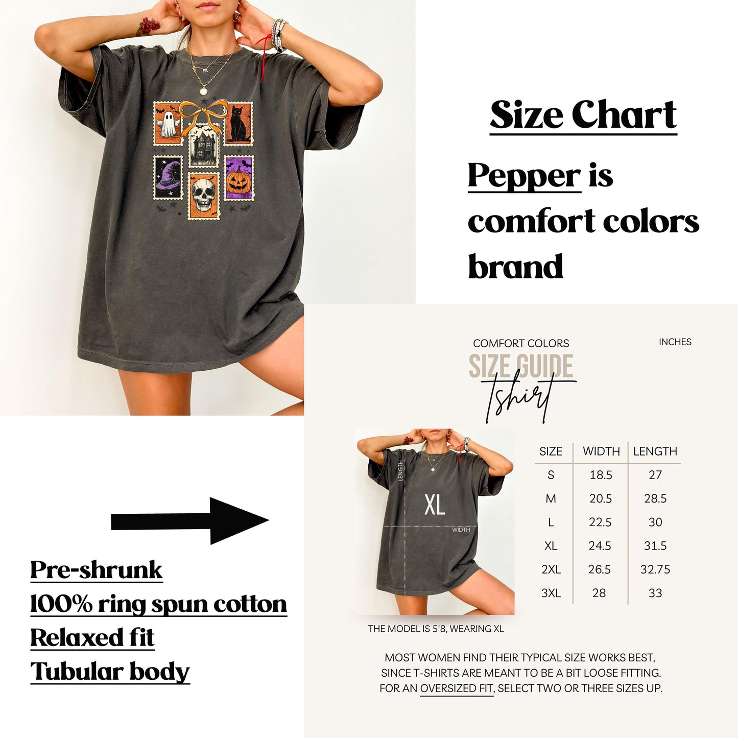 Vintage Halloween Graphic Tee - Retro Spooky Shirt with Ghost, Skull, Pumpkin & Cat Design