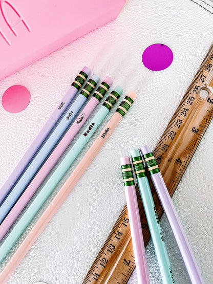 Pastel Personalized #2 Pencil Set – Custom Engraved Back-to-School Pencils