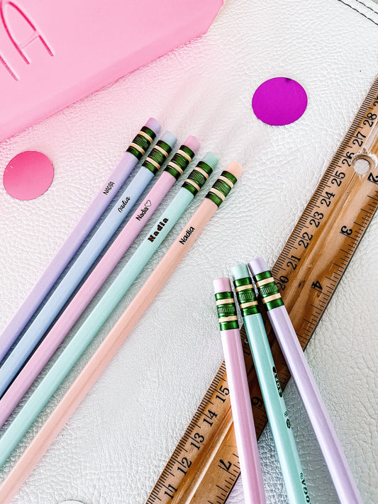 Pastel Personalized #2 Pencil Set – Custom Engraved Back-to-School Pencils