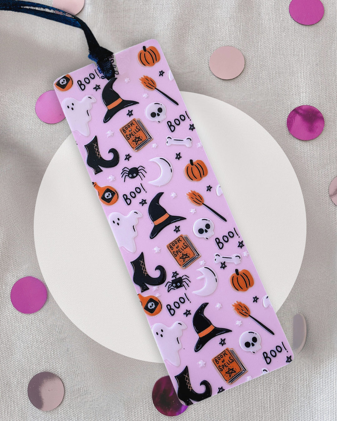 Ghost & Witch Bookmark – Spooky Cute Acrylic Halloween Bookmark