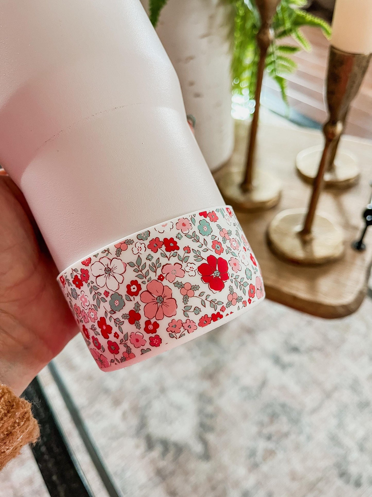 Floral Tumbler Boot | Flower silicone boot, fits 20 oz 30 oz 40 oz water bottle and tumblers