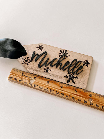 Personalized Wooden Stocking Name Tag – Custom 3D Christmas Decor