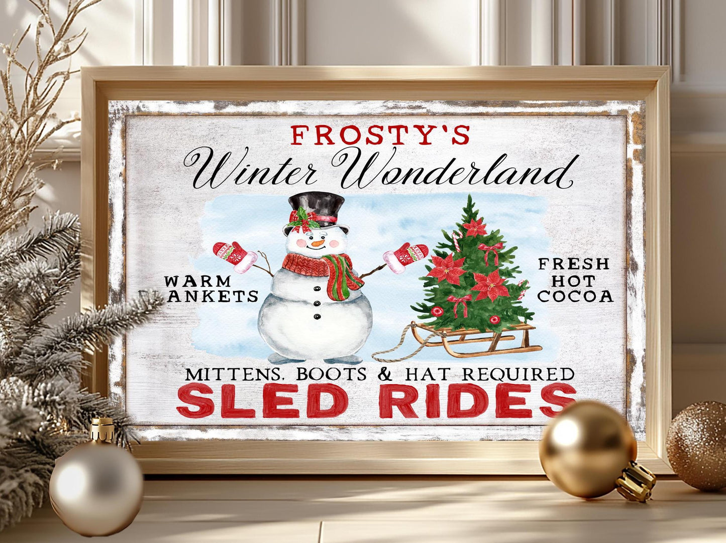 Rustic Metal Christmas Wall Art – Snowman Hot Cocoa Farmhouse Sign for Indoor & Outdoor Decor