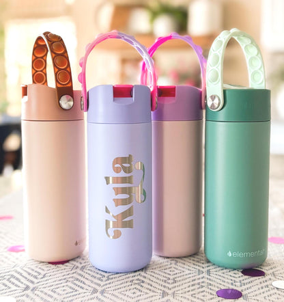 Personalized Water Bottle with Straw for Kids – Engraved Stainless Steel Tumbler
