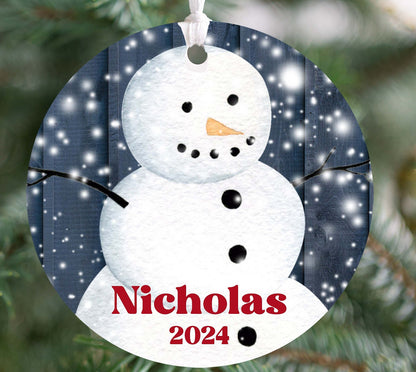 Personalized Blue Snowman Christmas Ornament 2025 – Custom Name & Year for Kids and Adults