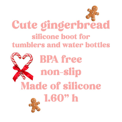 Christmas Tumbler Boot Sleeve - Pink gingerbread | fits 20 oz 30 oz 40 oz water bottle and tumbler