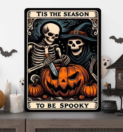 Tis the Season to Be Spooky Tarot Card Wall Art – Halloween Metal Sign