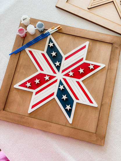 Framed 4th of July DIY Paint Kit – Patriotic Star Decorations, DIY Patriotic Craft, America Decor