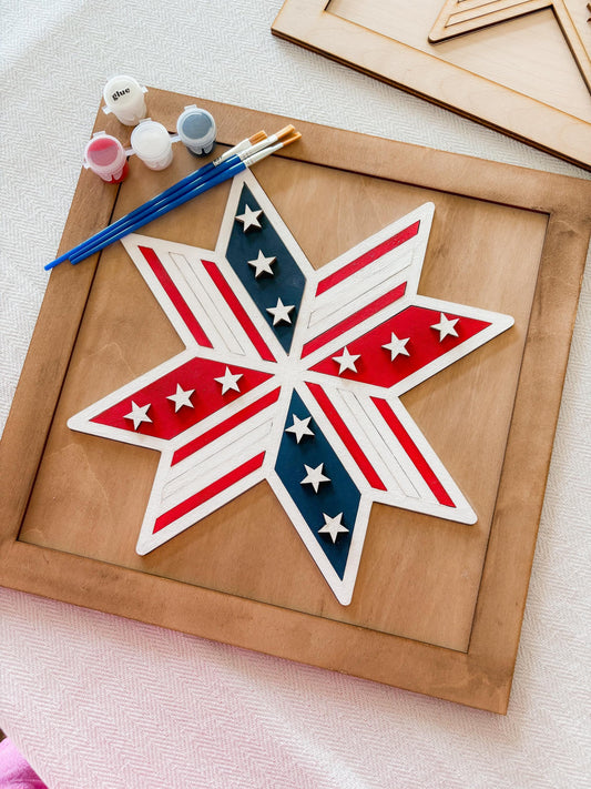 Framed 4th of July DIY Paint Kit – Patriotic Star Decorations, DIY Patriotic Craft, America Decor
