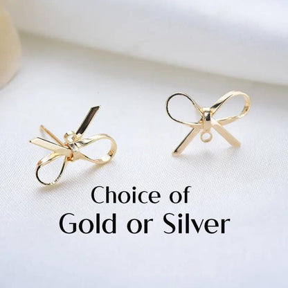 Real Gold Plated Bowknot Earring Studs – Jewelry Making Supplies & DIY Craft Materials