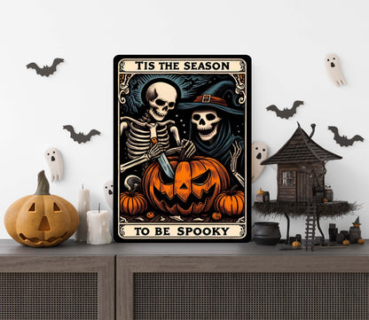 Tis the Season to Be Spooky Tarot Card Wall Art – Halloween Metal Sign