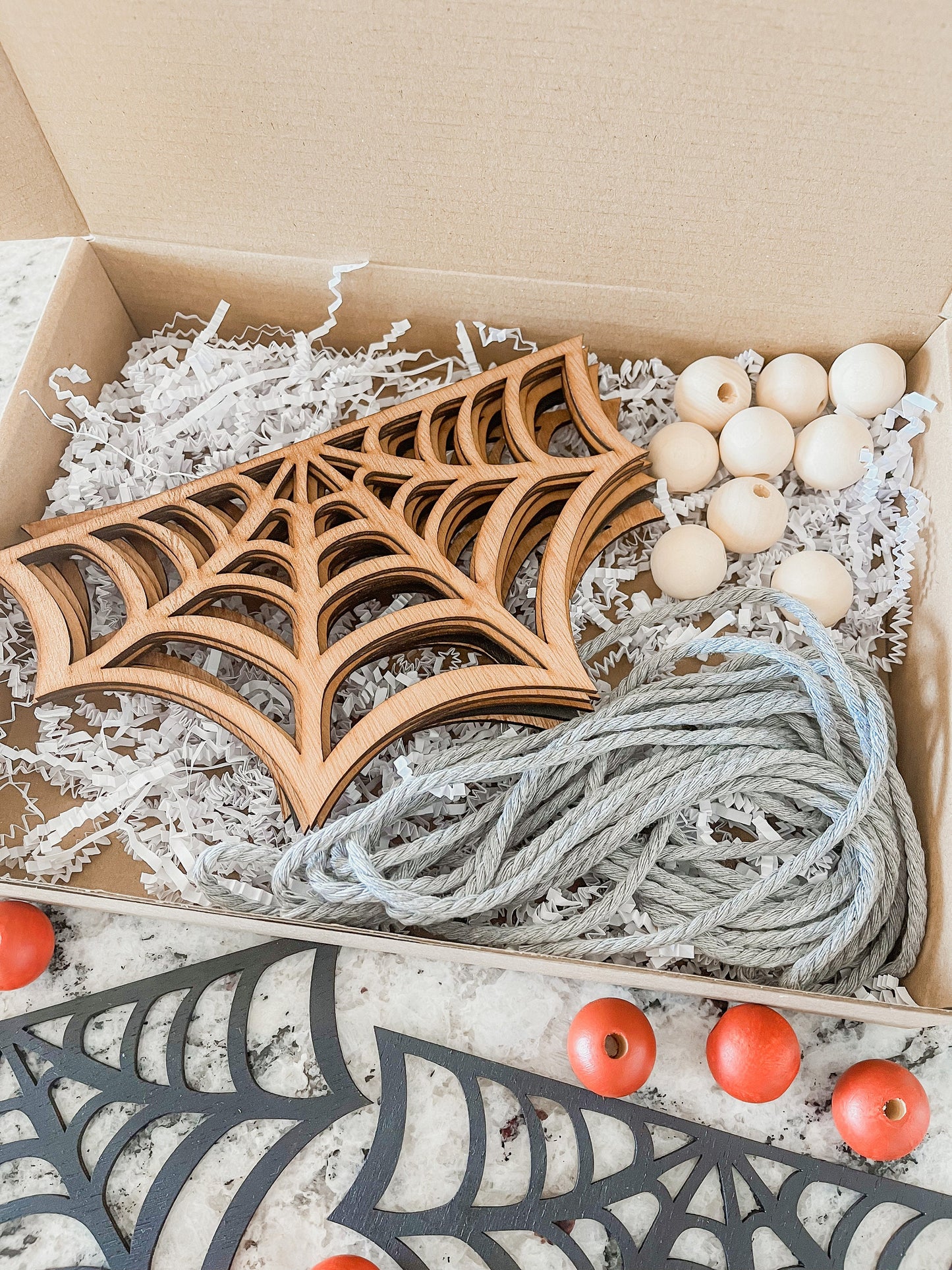 DIY Halloween Spiderweb Garland Kit – Macrame Halloween Decorations, Craft Project for Kids & Adults
