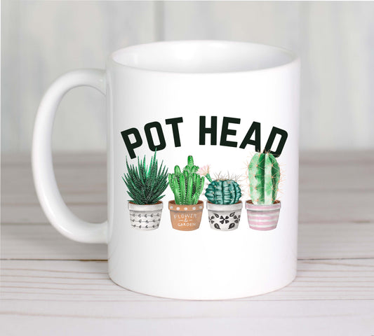 Pot Head Coffee Mug – Funny Plant Lover Gift for Women & Men