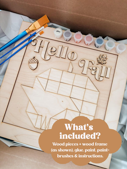 Hello Fall Framed Pumpkin Crow DIY Paint Kit - Host a Craft Night
